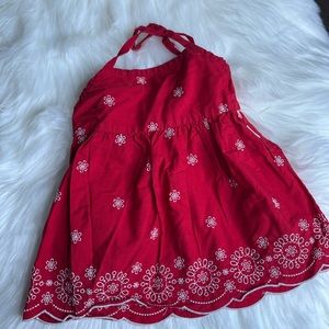 Baby Girl Osh Kosh Red and White Tie Neck Top